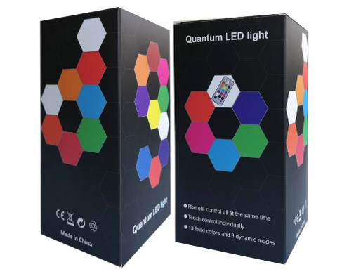 Модульный сенсорный LED светильник Quantum color, набор 6шт, Remote control, цветной