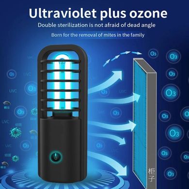 Кварцевая лампа бактерицидная ультрафиолетовая - уф стерилизатор санитайзер с аккумулятором ATWFS UVC-86, черная