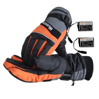 Зимние перчатки с подогревом термо лыжные Luckstone Warmspace HE329 с аккумуляторами, размер M, оранжевые