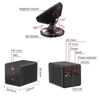 4G камера видеонаблюдения с Сим картой мини автономная Eyeсloud D59, 2 Мегапикселя, аккумулятор 2600mAh