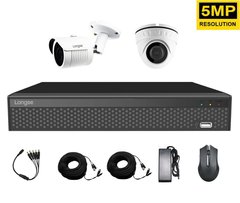 Комплект видеонаблюдения через интернет 5 Мп на 2 камеры Longse XVR2004HD1M1P500, Quad HD