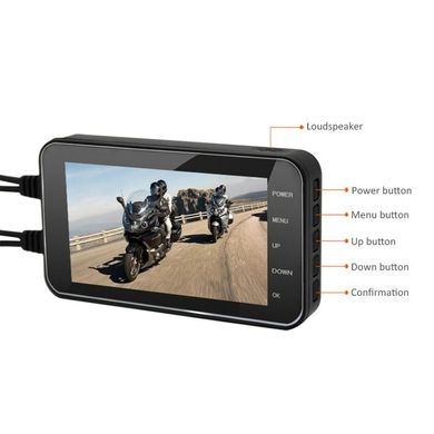 Видеорегистратор для мотоцикла на 2 камеры, влагозащищенный FHD 1080P, wifi, G-sensor, датчик движения
