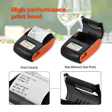 Мобильный термопринтер чеков для смартфона bluetooth Goojprt PT-120, pos принтер + чехол, оранжевый