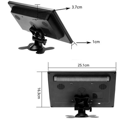 Автомобильный монитор в машину 10 дюймов для камеры заднего вида Podofo K101, 1024х600, AV, HDMI, VGA