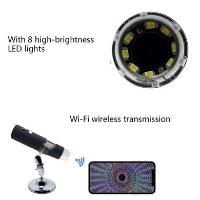 Wifi микроскоп цифровой аккумуляторный с 1000Х кратным увеличением KKMOON BW-1000, с записью фото/видео на смартфон