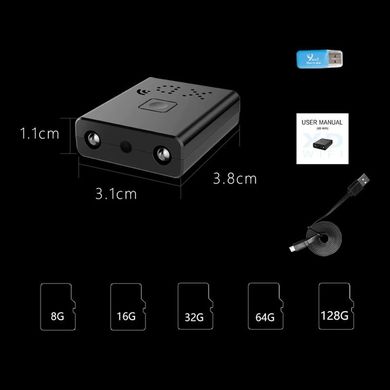 Мини камера wifi - миниатюрный видеорегистратор Hawkeye XD WIFI, 1080P, SD до 128 Гб