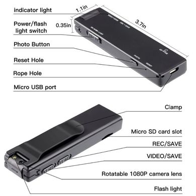 Мини камера с поворотным объективом и диктофоном Vandlion A5 FullHD 1080P (усовершенствованная версия)